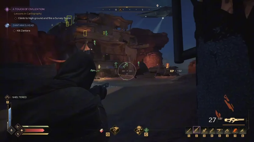 Dune Awakening Cheats wallhack ESP — green silhouettes and player tags through terrain